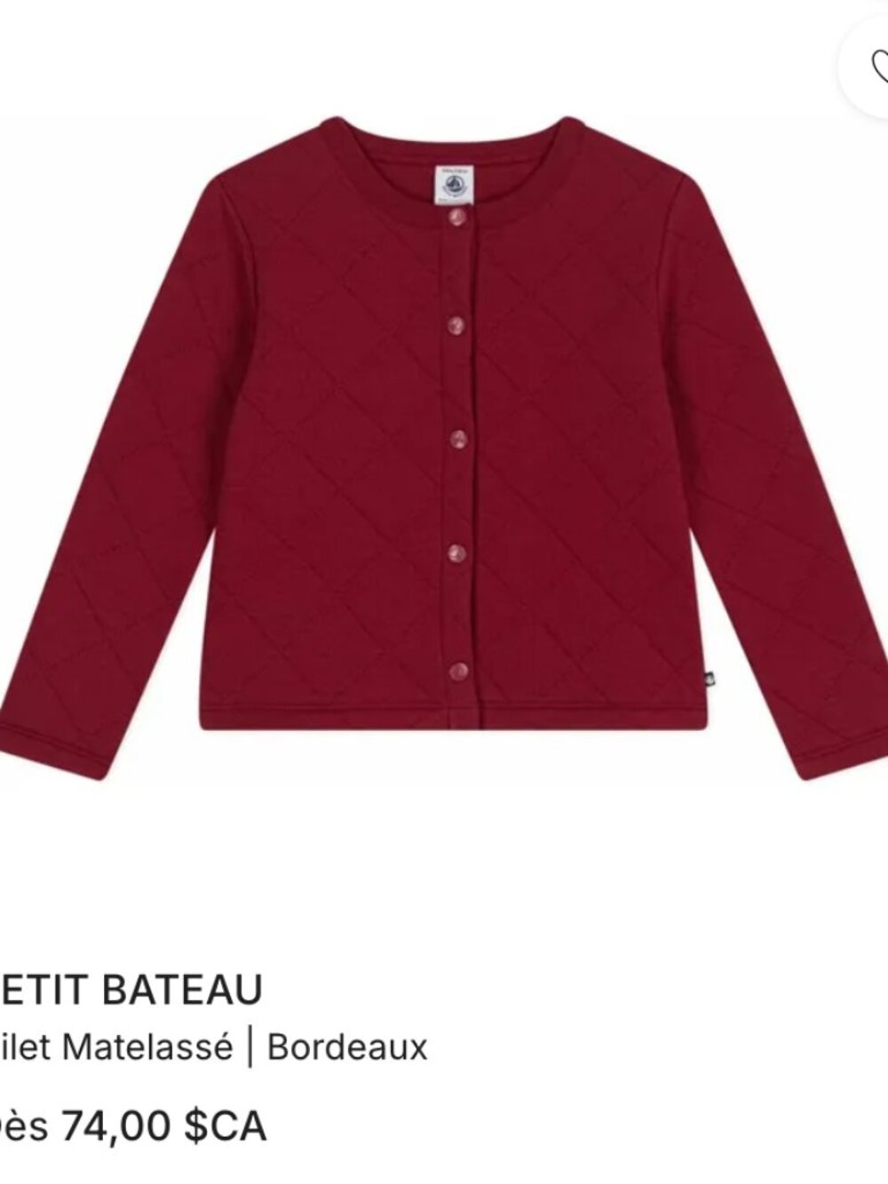 Veste Petit Bateau red 6T